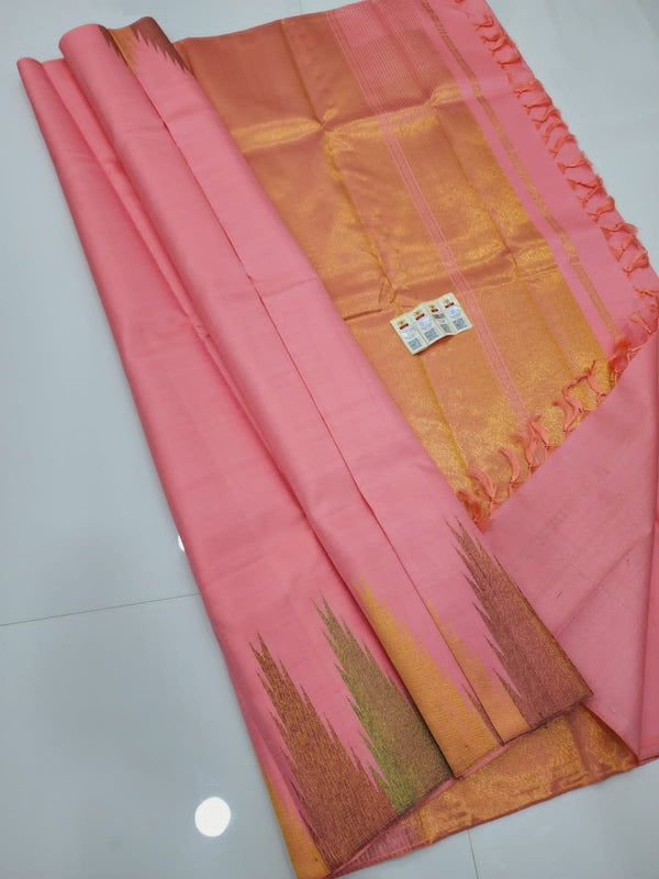 Pink Temple Border Kanchipuram Silk Saree