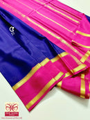 Navy Blue Mysore Crepe Silk Saree - Lite Weight