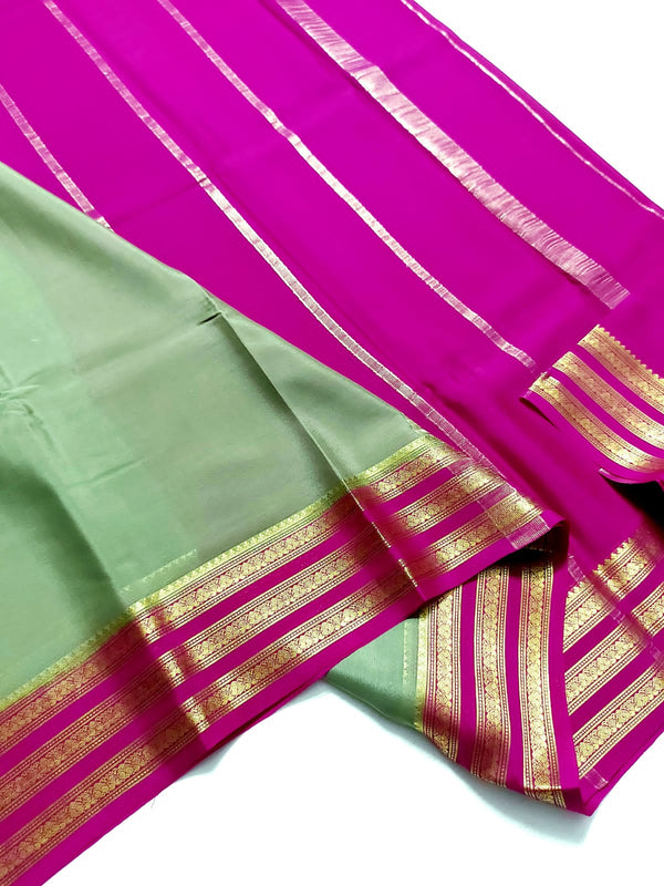 Pastel Green Mysore Crepe Silk Saree - Lite Weight