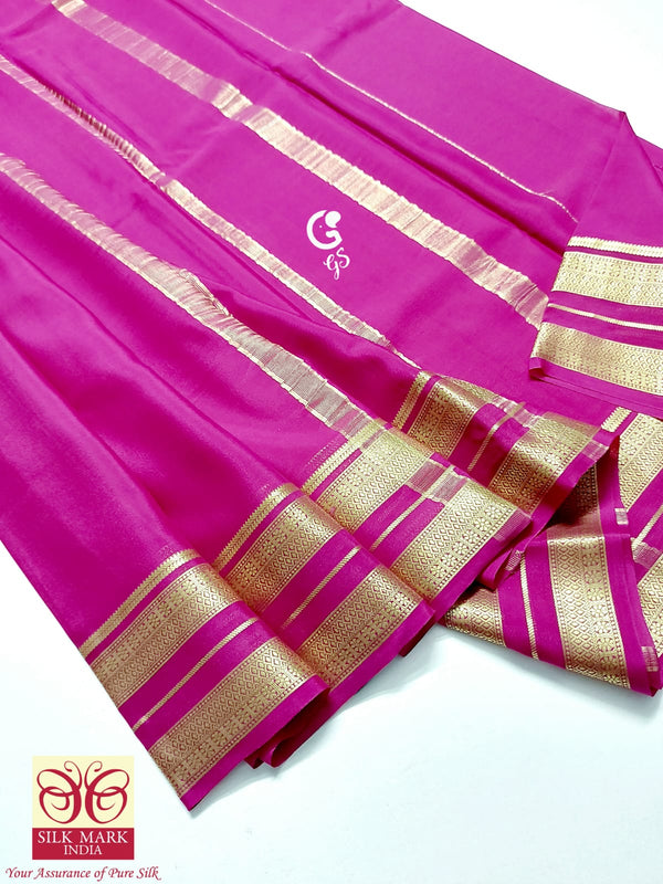 Pink Mysore Crepe Silk Saree - Lite Weight
