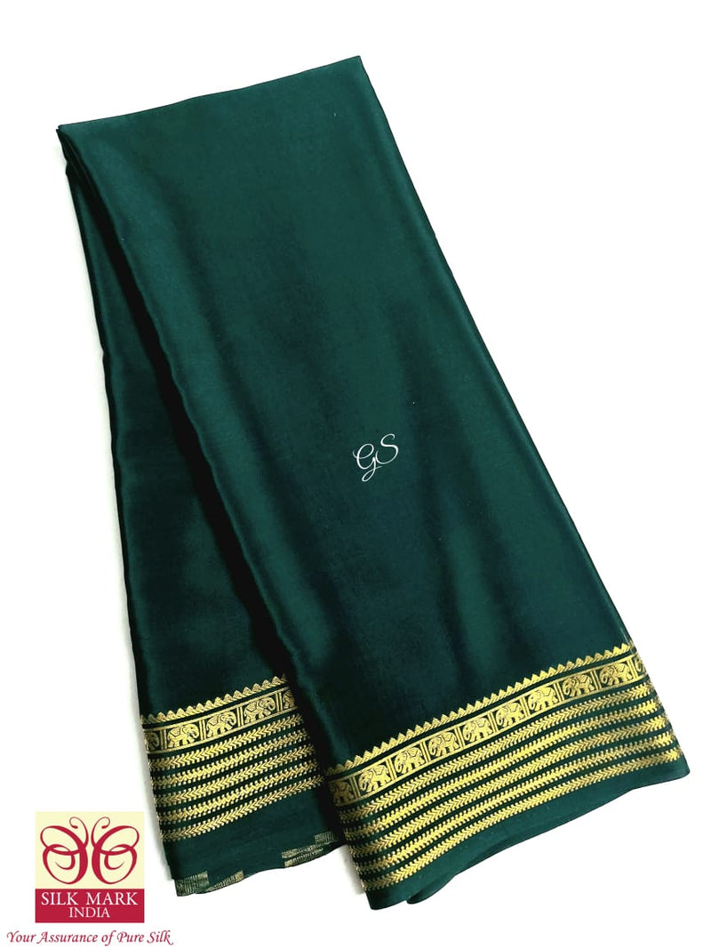 Bottle Green Mysore Crepe Silk Saree