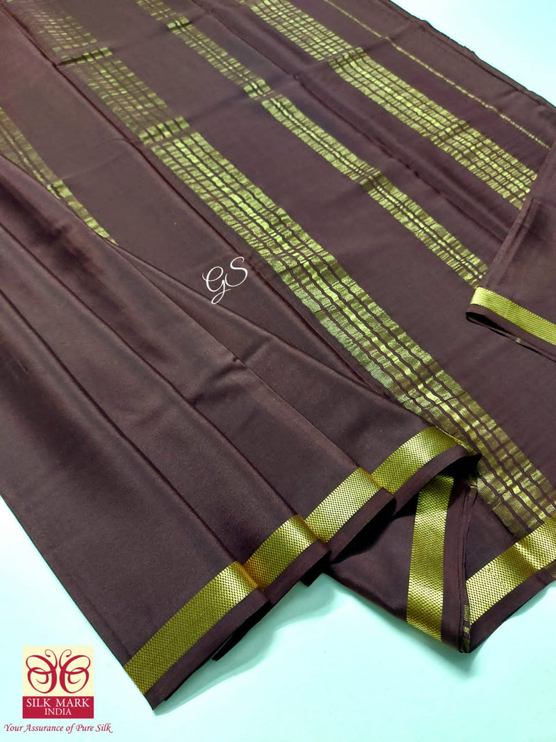 Brown Mysore Crepe Silk Saree