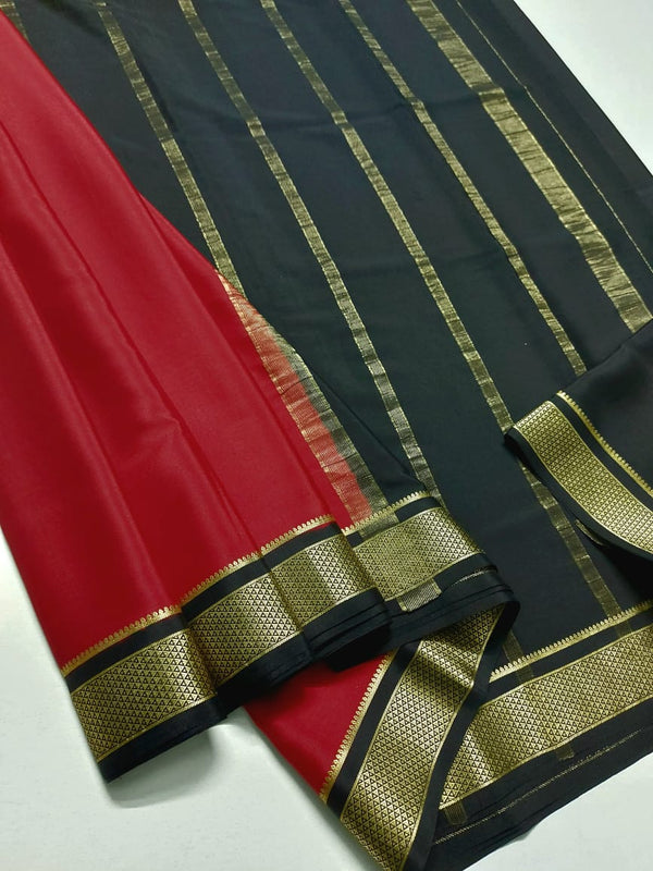 Red Mysore Crepe Silk Saree