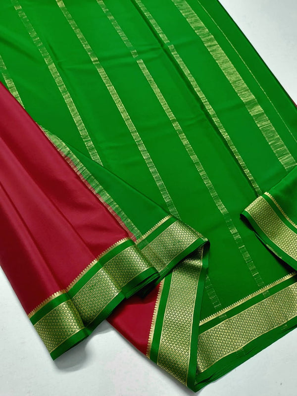 Red Mysore Crepe Silk Saree