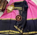 Pink Pure Wrinkle Mysore Crepe Silk Saree