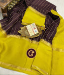 Brown Pure Wrinkle Mysore Crepe Silk Saree