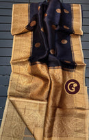 Black Pure Kora Silk Saree