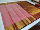 Pink Checked Kanchipuram Silk Saree