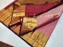 Pink Checked Kanchipuram Silk Saree
