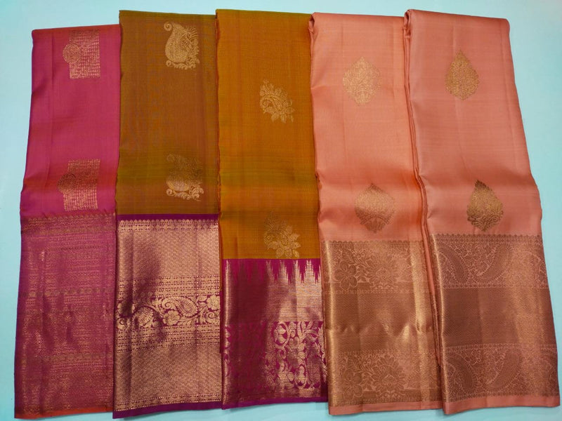 Trendy Copper Zari Border Kanchipuram Silk Sarees Collection