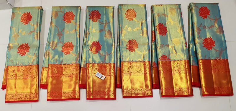 Bridal Kanchipuram Silk Saree with 3D Floral Design