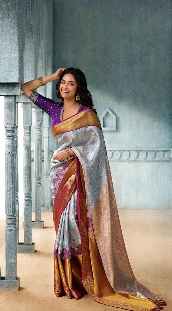 Celebrity Style Bridal Kanchipuram Silk Saree 3D Design