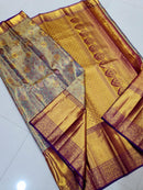 Celebrity Style Bridal Kanchipuram Silk Saree 3D Design