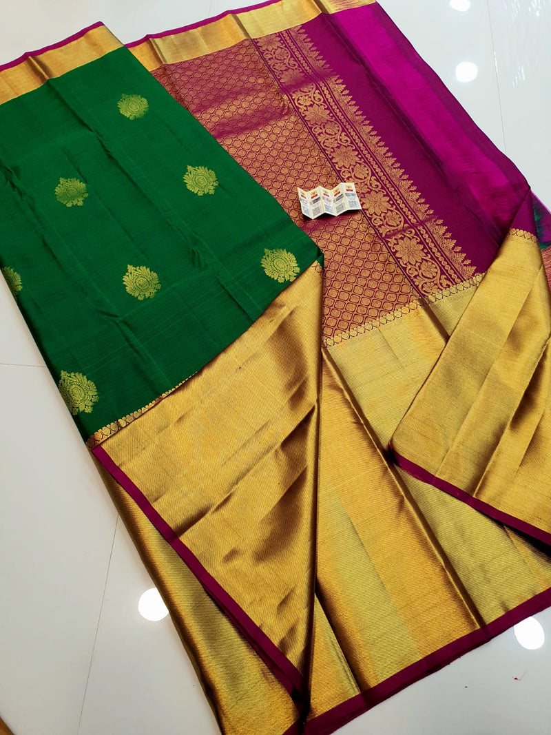 Big Contrast Korvai Border Plain Ivory Kanchipuram Silk Saree – Sundari  Silks