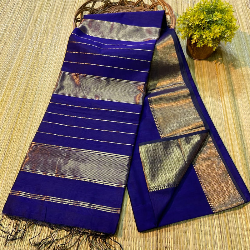 Maheshwari Silk Cotton Zari Pallu Sarees