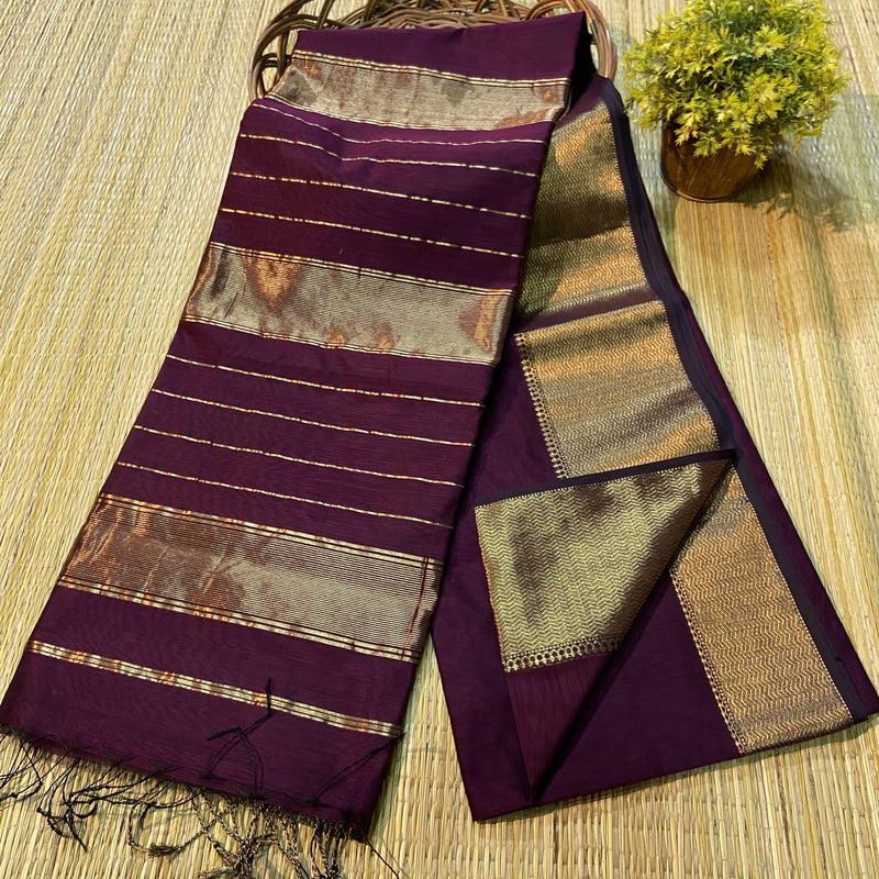 Maheshwari Silk Cotton Zari Pallu Sarees