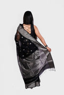 Maheshwari Silk Cotton Silver Zari Lotus Butta Sarees