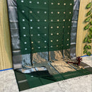 Maheshwari Silk Cotton Silver Zari Lotus Butta Sarees