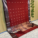 Maheshwari Silk Cotton Silver Zari Lotus Butta Sarees