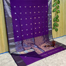 Maheshwari Silk Cotton Silver Zari Lotus Butta Sarees