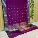 Maheshwari Silk Cotton Silver Zari Lotus Butta Sarees