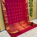 Maheshwari Silk Cotton Silver Zari Lotus Butta Sarees