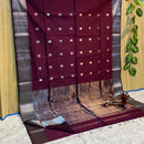 Maheshwari Silk Cotton Silver Zari Lotus Butta Sarees