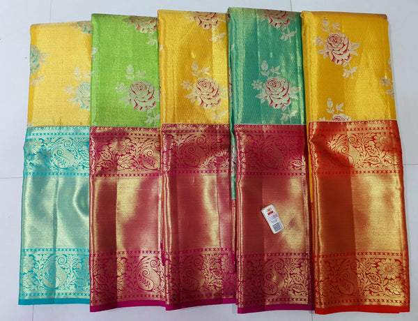 Bridal Kanchipuram Silk Sarees with 3D Floral Butta