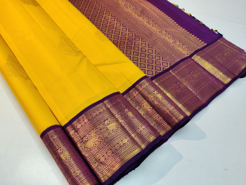 Yellow Korvai Kanchipuram Silk Saree