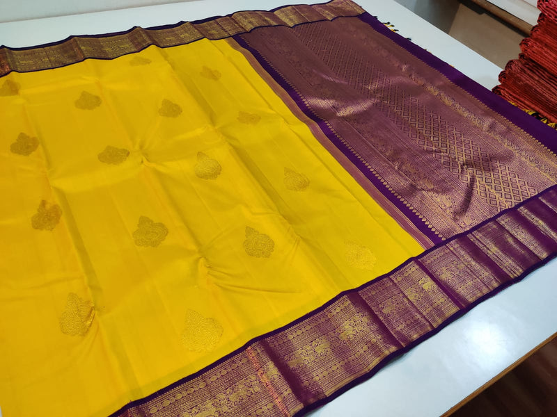 Yellow Korvai Kanchipuram Silk Saree