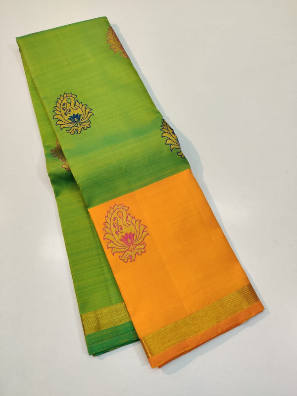 Yellowish Green Kanchipuram Silk Saree