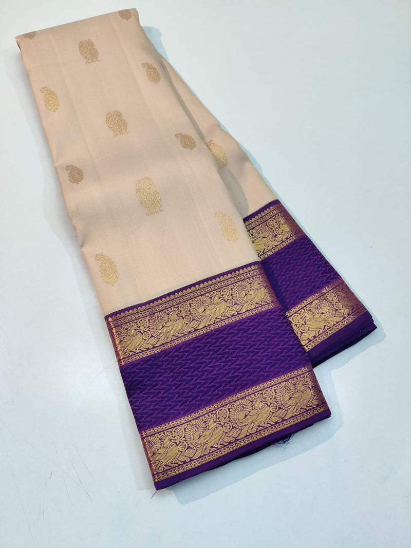 Half White Korvai Kanchipuram Silk Saree