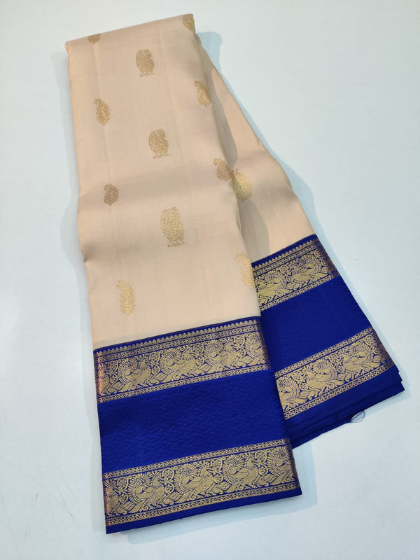 Half White Korvai Kanchipuram Silk Saree