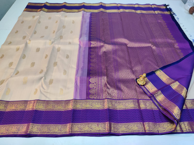 Half White Korvai Kanchipuram Silk Saree