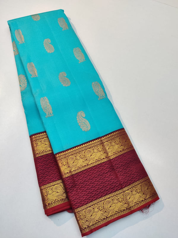 Blue Korvai Kanchipuram Silk Saree