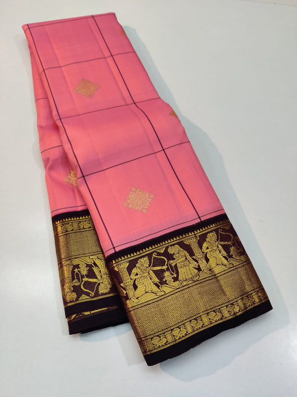 Exclusive Sita Rama Swayamvara Pure Korvai Checked Pattern Kanchipuram Silk Saree