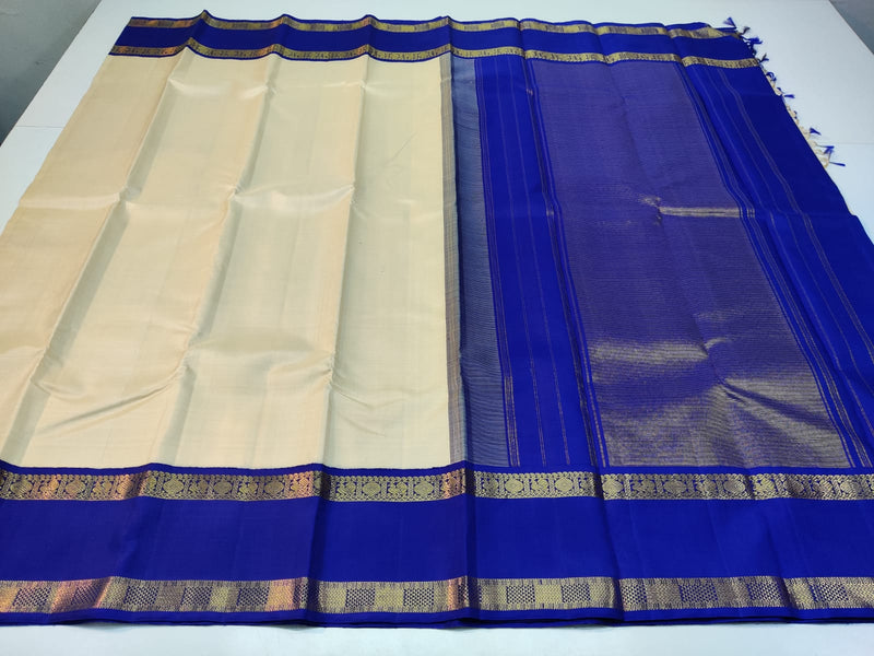 Half White Korvai Kanchipuram Silk Saree