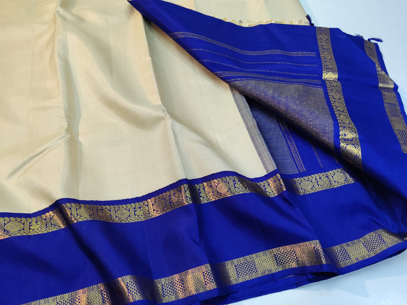 Half White Korvai Kanchipuram Silk Saree