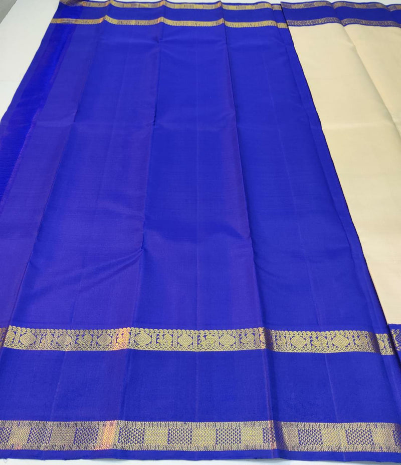 Half White Korvai Kanchipuram Silk Saree