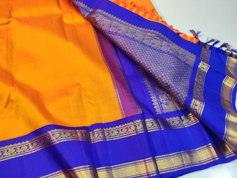 Yellow Korvai Kanchipuram Silk Saree