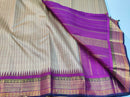 Half White Korvai Temple Border Kanchipuram Silk Saree