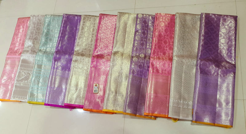 Brocade Zari Design Blush Pink Tissue Kanchipuram Silk Saree – Sundari Silks