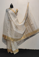 Pure Kosa Tussar Silk Natural Block Printed Sarees