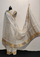 Pure Kosa Tussar Silk Natural Block Printed Sarees