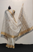 Pure Kosa Tussar Silk Natural Block Printed Sarees