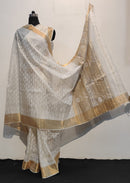 Pure Kosa Tussar Silk Natural Block Printed Sarees