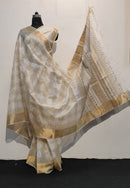 Pure Kosa Tussar Silk Natural Block Printed Sarees