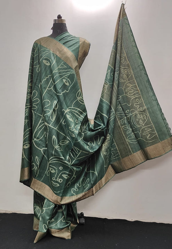 Pure Desi Tussar Block Printed Sarees Collection