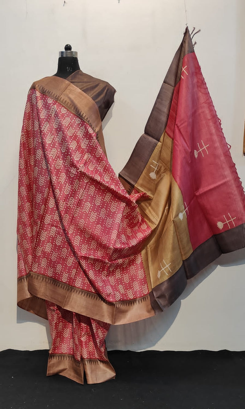 Pure Desi Tussar Block Printed Sarees Collection