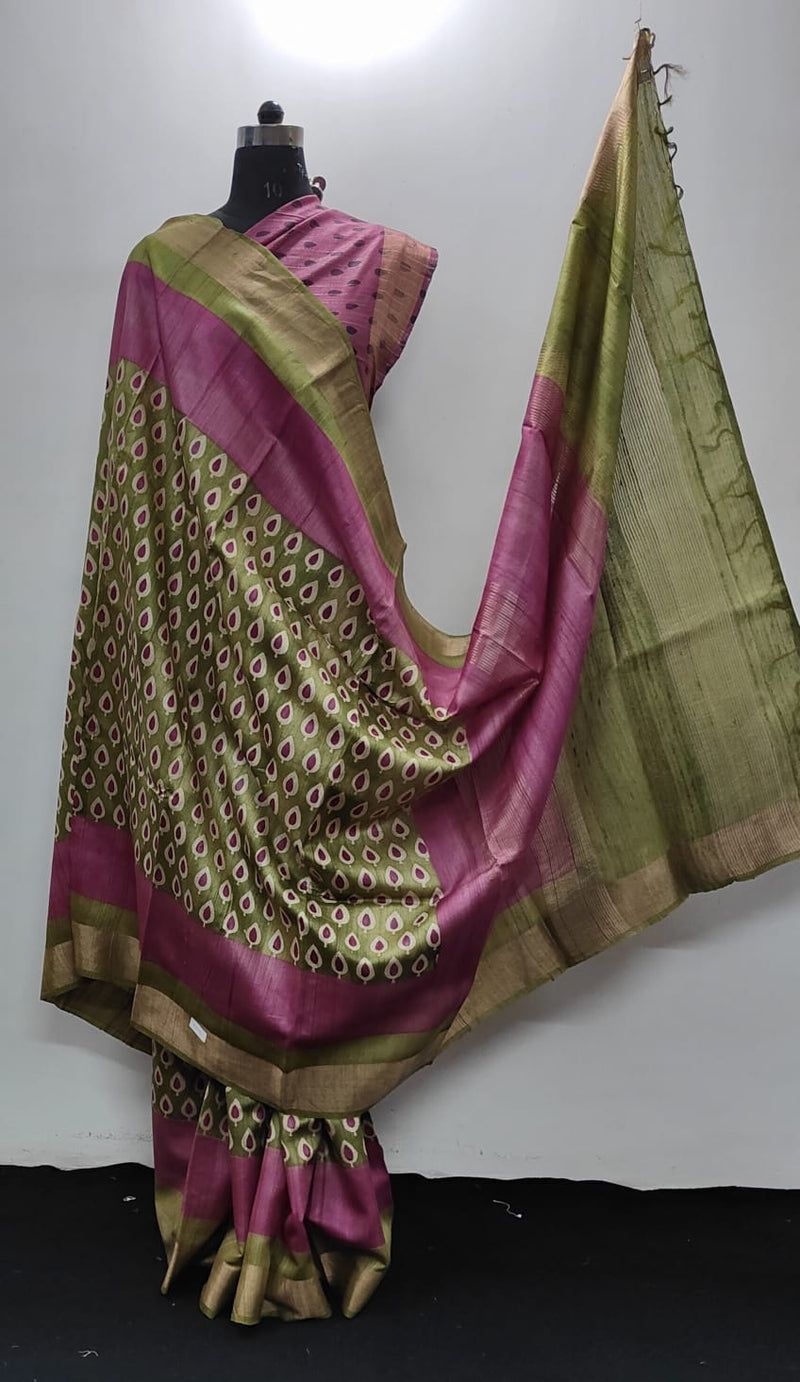 Pure Desi Tussar Block Printed Sarees Collection